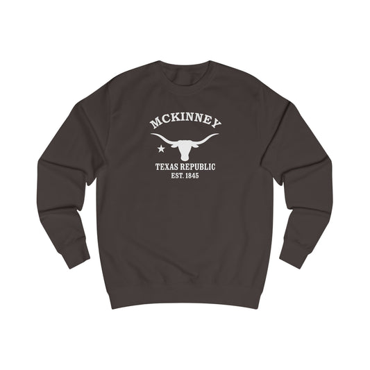 Mckinney Texas Vintage Retro Premium Crewneck Sweatshirt - White Logo - Bottle Green