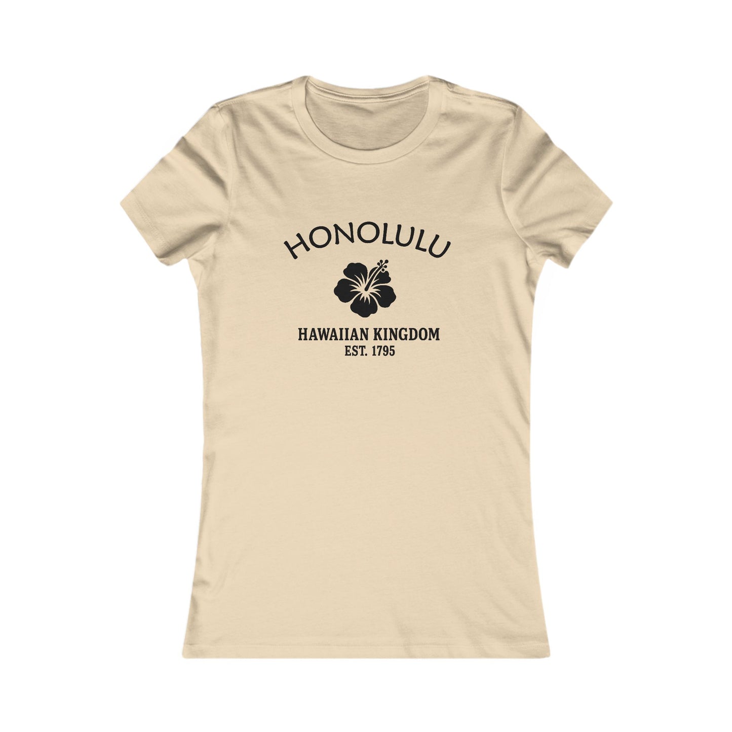 Honolulu Hawaii Ringspun Cotten Fitted Vintage Retro Womens Tee - Black Logo