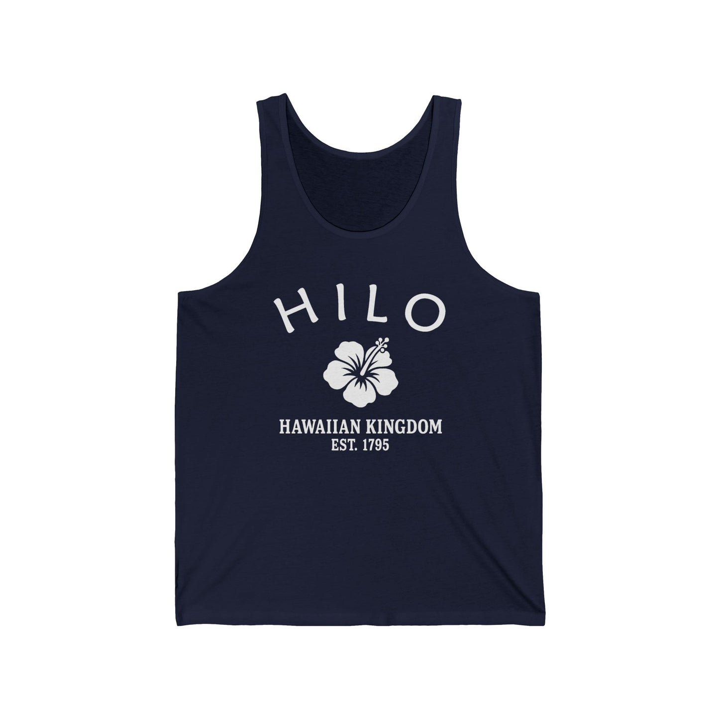 Hilo Hawaii Vintage Retro Unisex Cotton Jersey Tank Top - White Logo