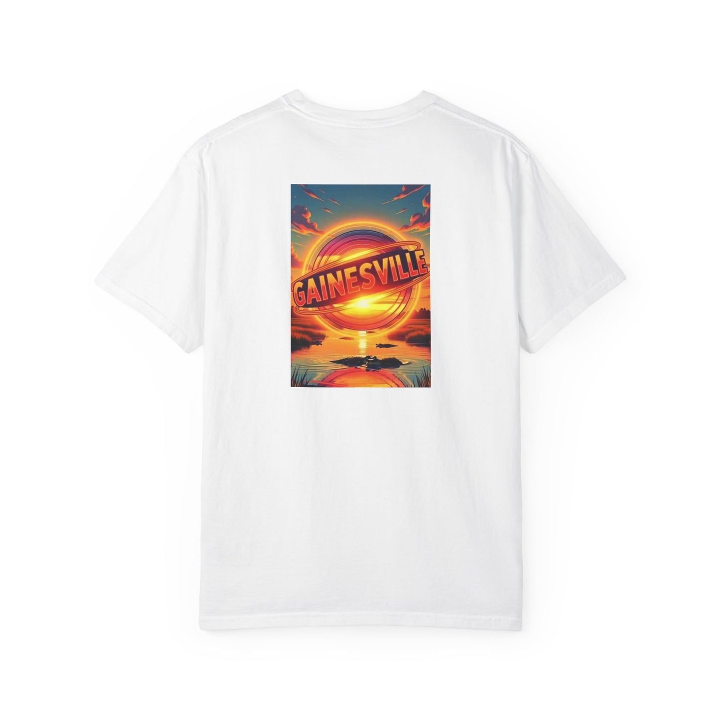 Gainesville Florida Vintage Retro Back Printed Art Series Cotton Tee - Black Logo