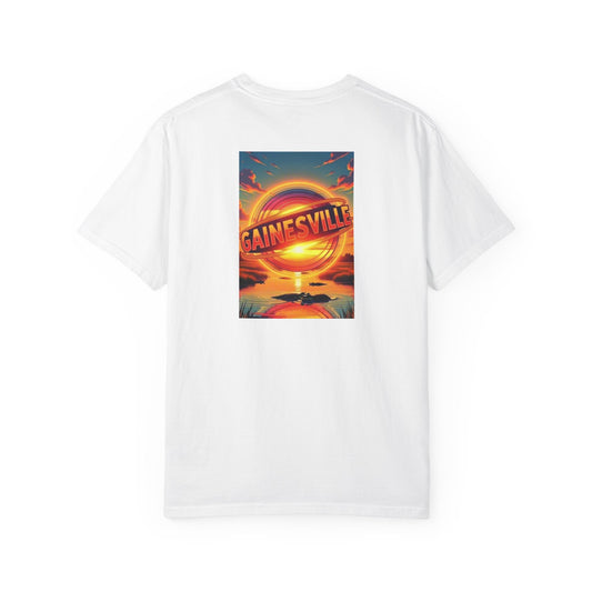 Gainesville Florida Vintage Retro Back Printed Art Series Cotton Tee - Black Logo