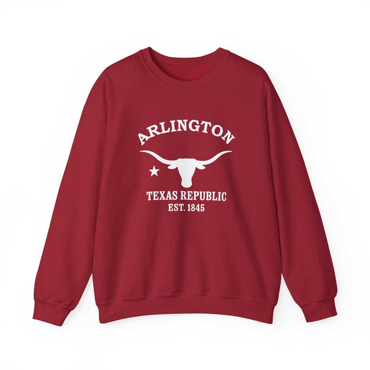Arlington Texas Vintage Retro Unisex Heavy Crewneck Sweatshirt - White Logo