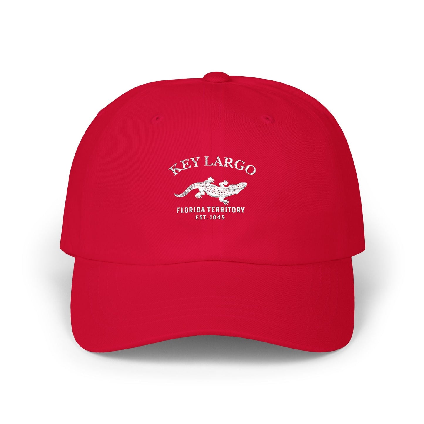 Key Largo Florida Vintage Retro Embroidered Cotton Cap - White Logo