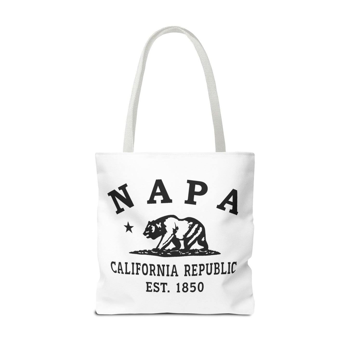 Napa California Vintage Retro Light Canvas Tote - Black Logo