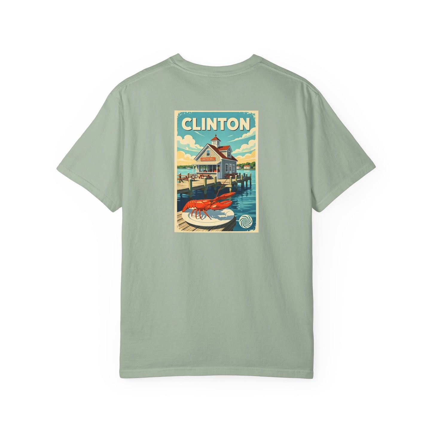 Clinton Connecticut Vintage Retro Back Printed Art Series Cotton Tee - Black Logo