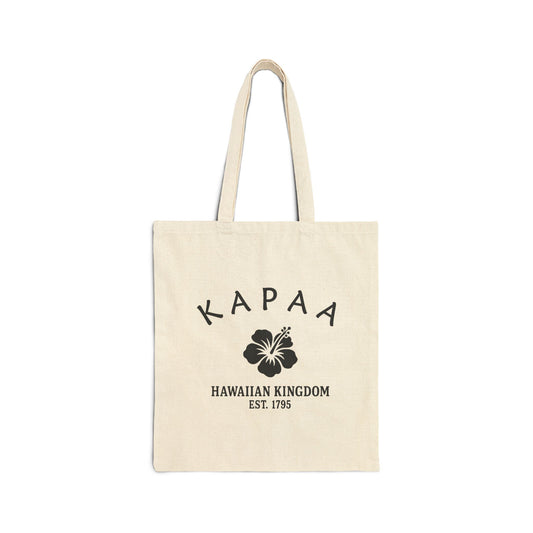 Kapaa Hawaii Vintage Retro Cotton Canvas Tote Bag - Black Logo