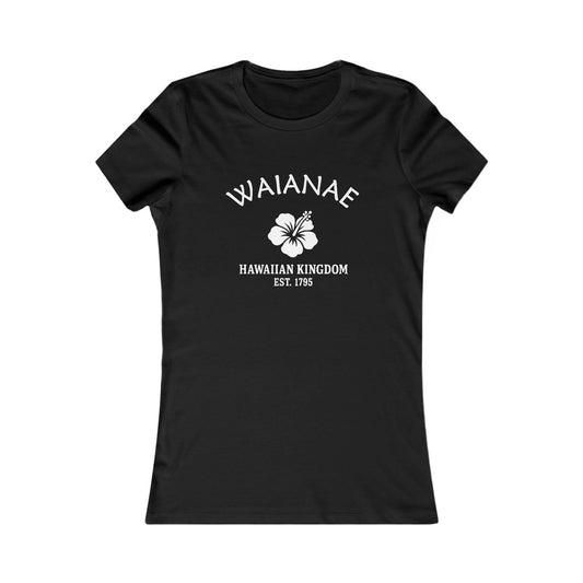 Waianae Hawaii Vintage Retro Womens Fitted Ringspun Cotton Tee - White Logo
