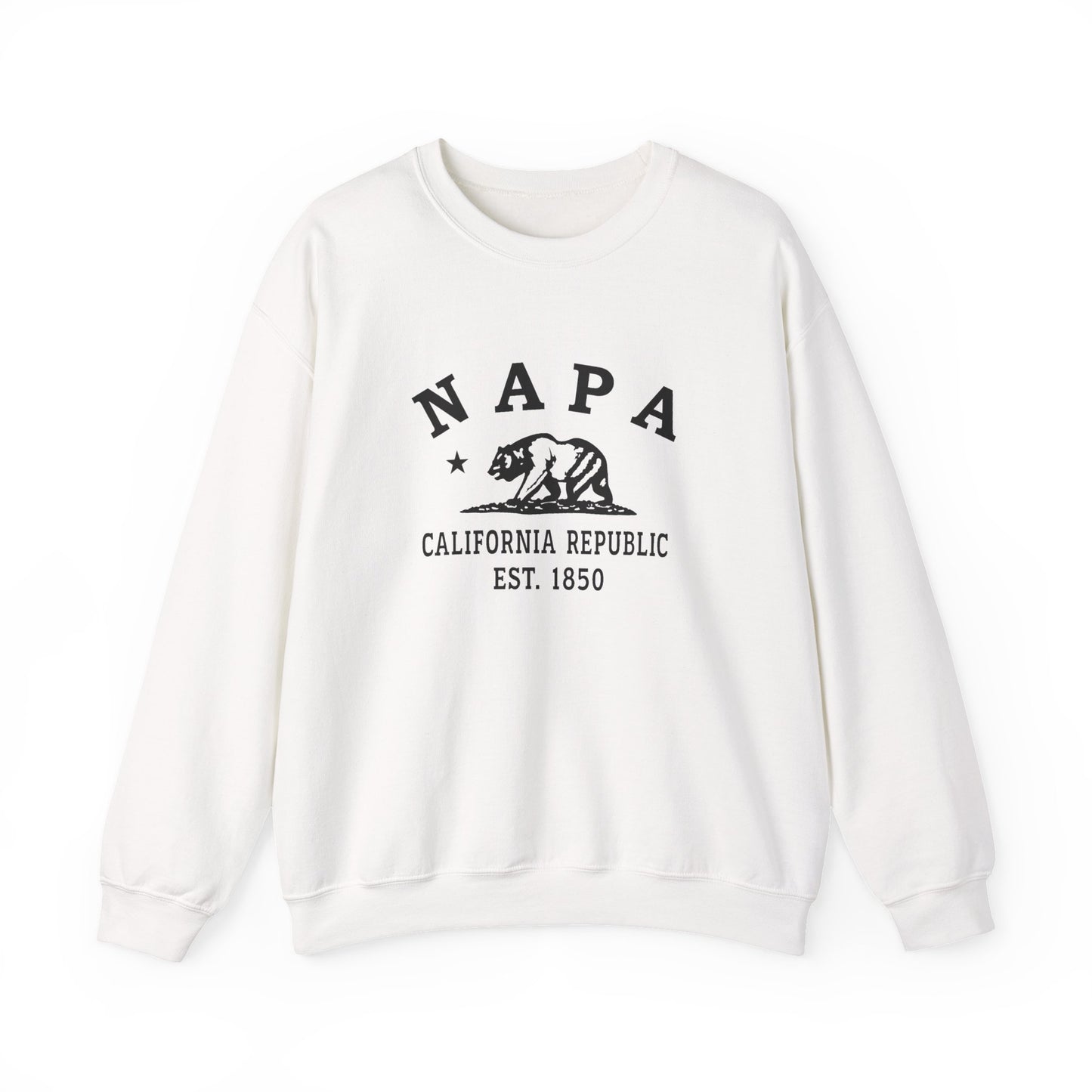 Napa California Vintage Retro Unisex Heavy Crewneck Sweatshirt - Black Logo