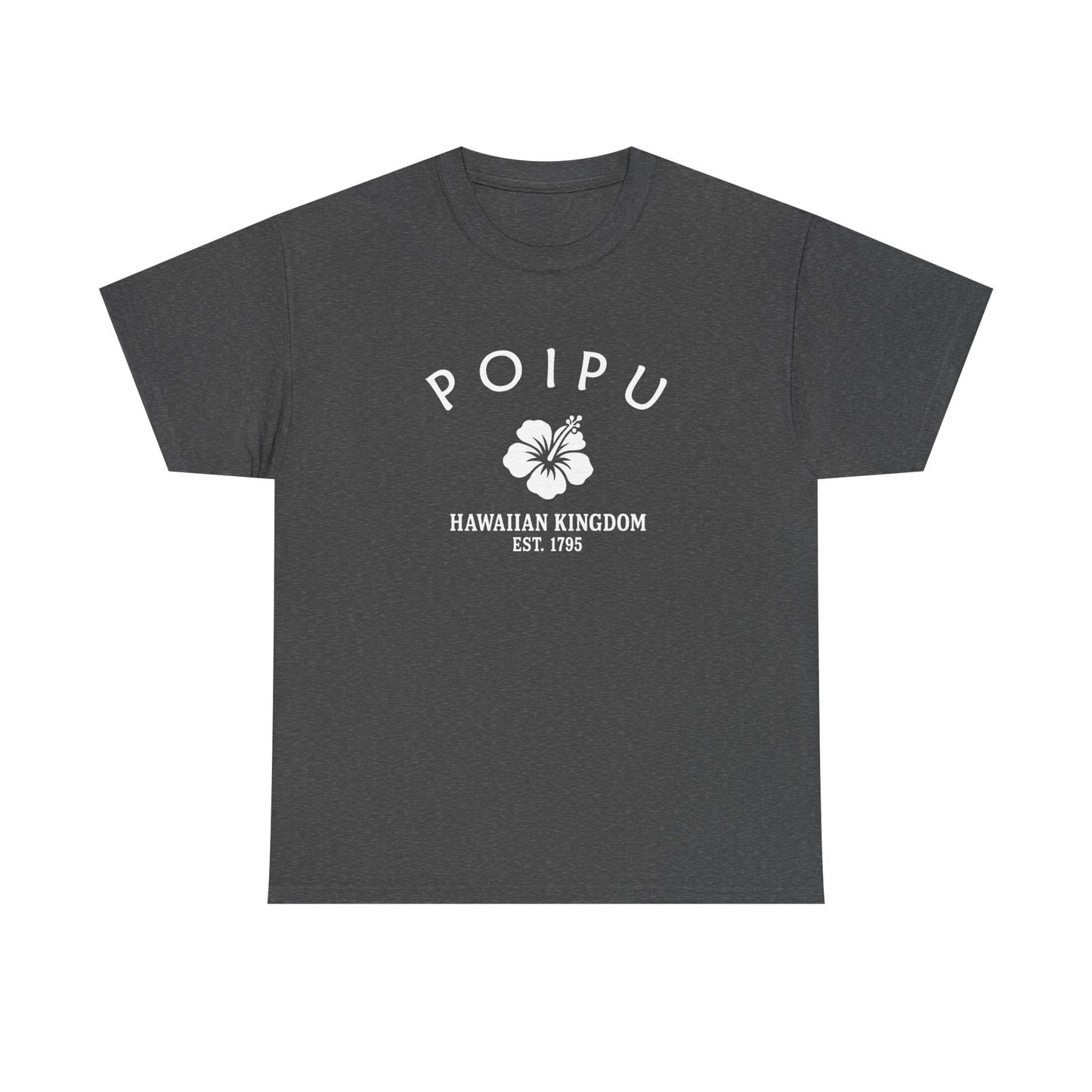 Poipu Hawaii Vintage Retro Unisex Heavy Cotton Tee - White Logo
