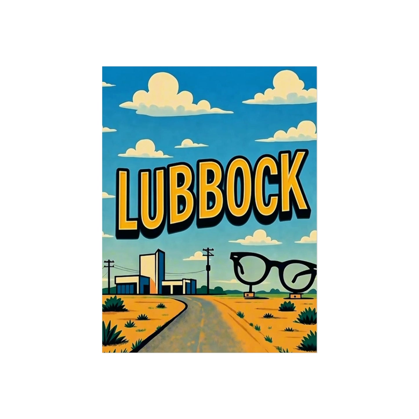Lubbock Texas Vintage Retro Giclée Print Art Series Poster