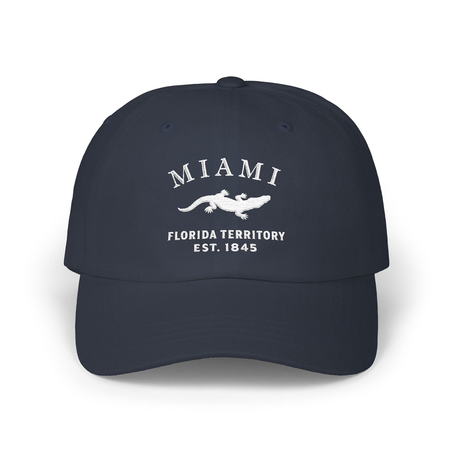 Miami Florida Classic Embroidered Vintage Retro Cotton Cap - White Logo