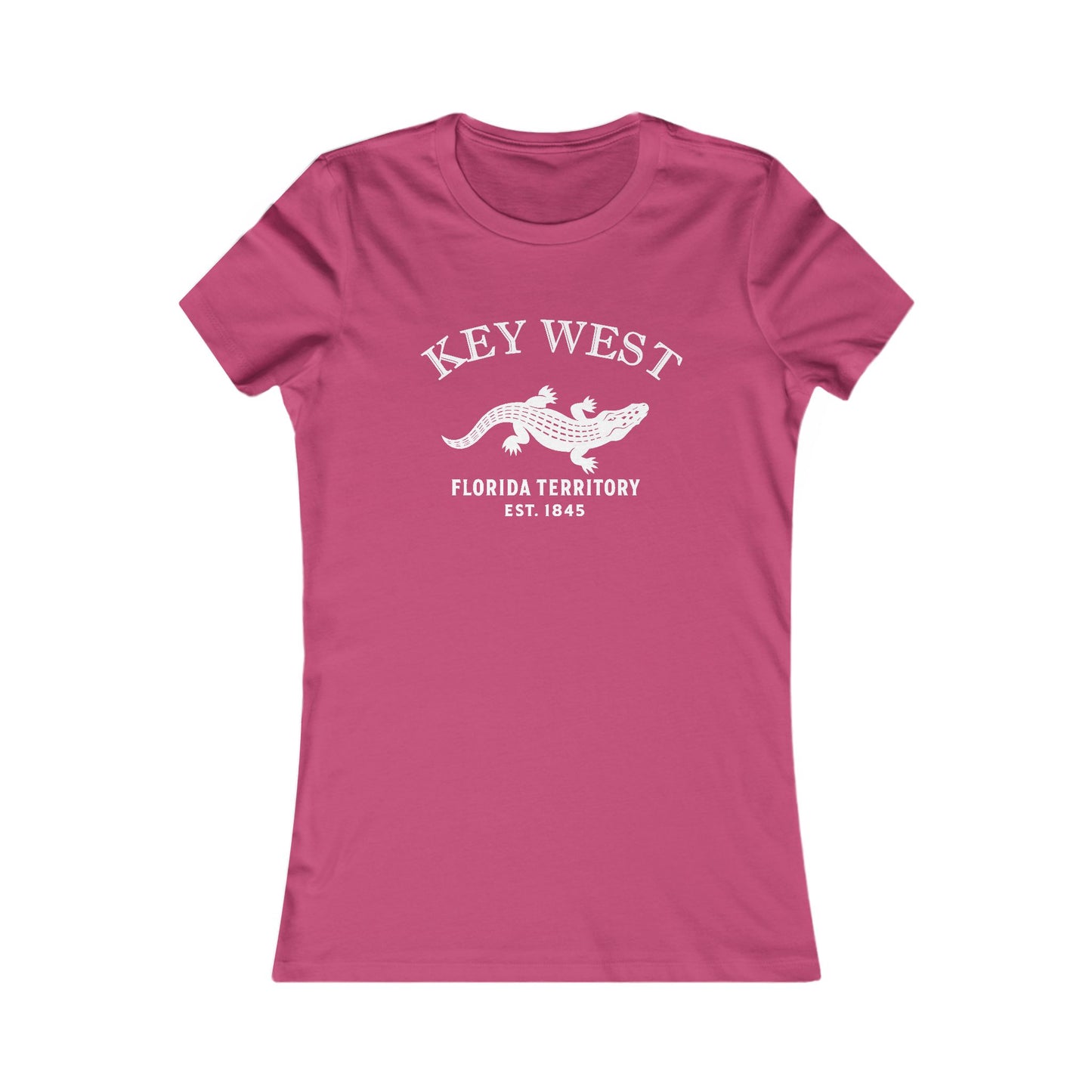 Key West Florida Vintage Retro Womens Fitted Ringspun Cotton Tee - White Logo