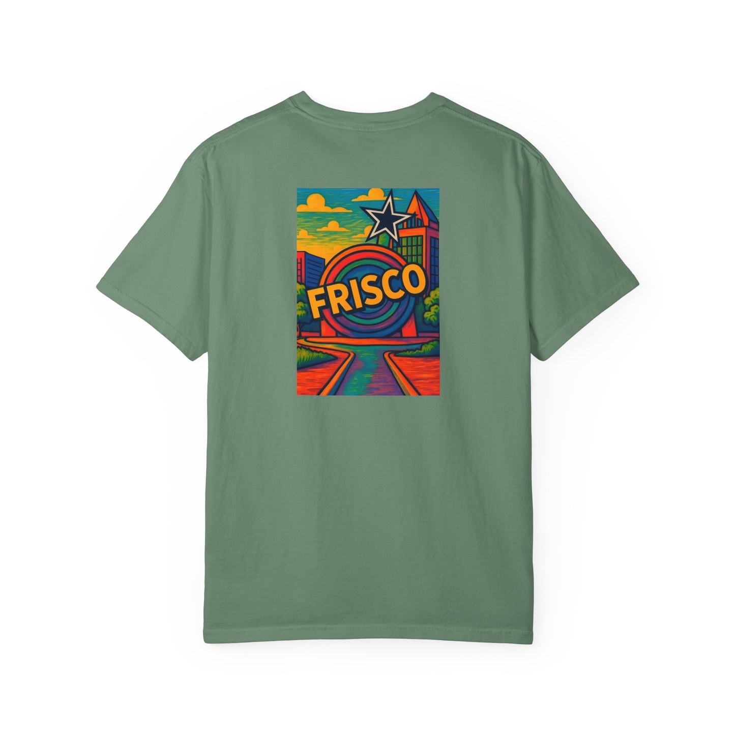 Frisco Texas Vintage Retro Back Printed Art Series Cotton Tee - Black Logo