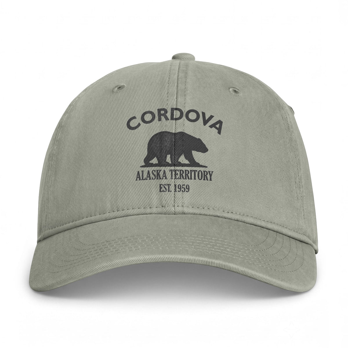 Cordova Alaska Distressed Cotton Cap - Charcoal Print Logo