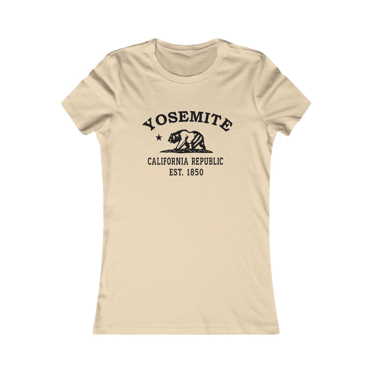 Yosemite California Vintage Retro Womens Fitted Ringspun Cotton Tee - Black Logo