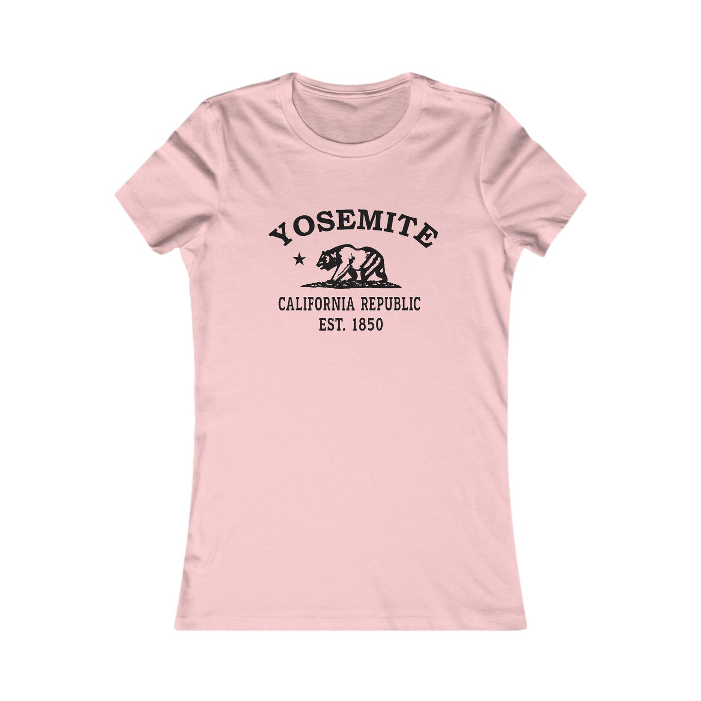 Yosemite California Vintage Retro Womens Fitted Ringspun Cotton Tee - Black Logo
