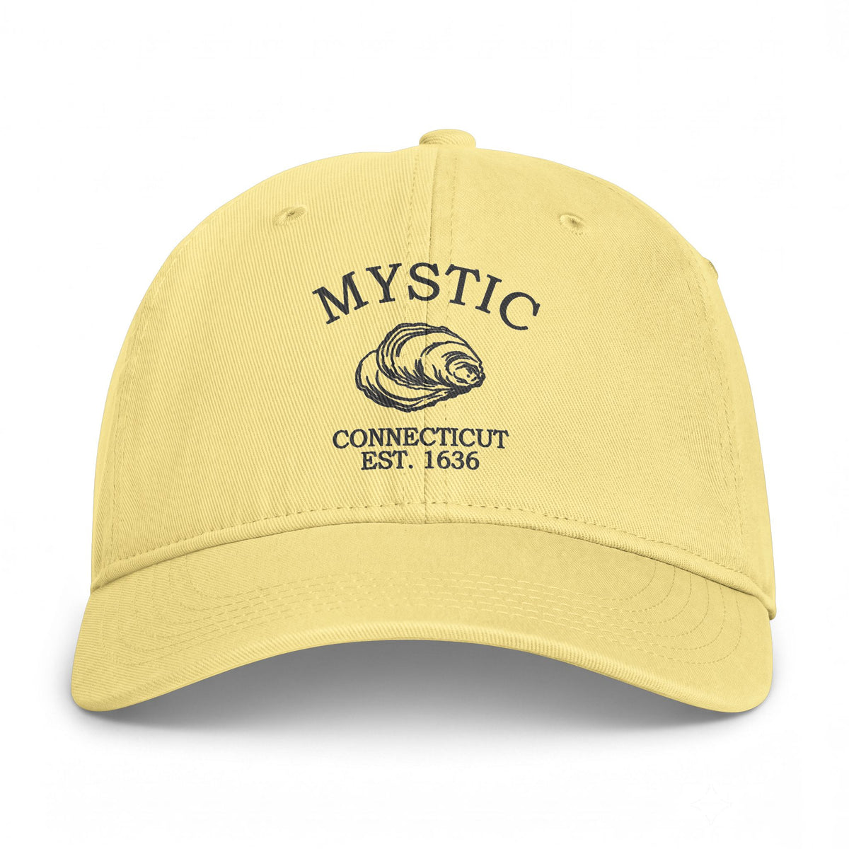 Mystic Connecticut Distressed Cotton Cap - Charcoal Print Logo