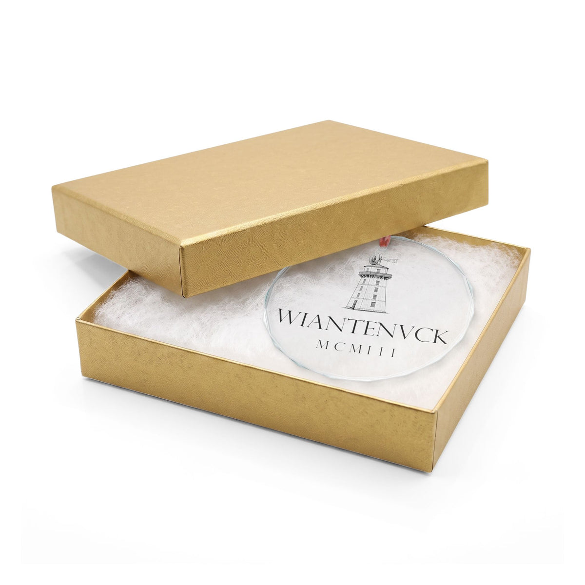 Wiantenuck 1903 Crystal Glass Ornament in Its Gold Gift Box