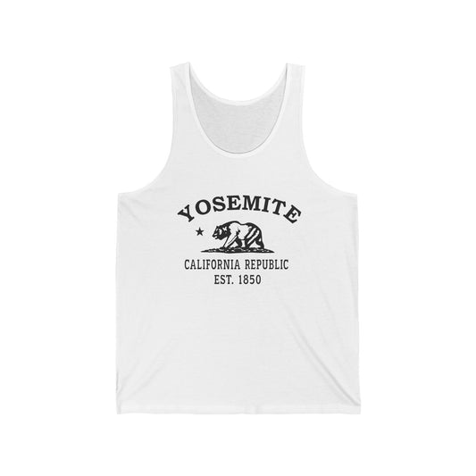 Yosemite California Vintage Retro Unisex Cotton Jersey Tank Top - Black Logo