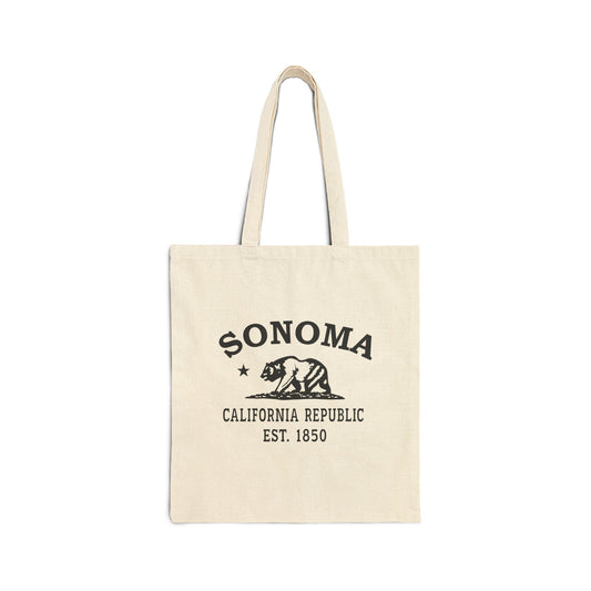 Sonoma California Vintage Retro Cotton Canvas Tote Bag - Black Logo
