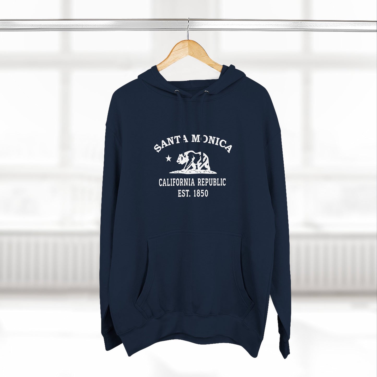 Santa Monica California Vintage Retro Unisex Heavy Cotton Hoodie - White Logo