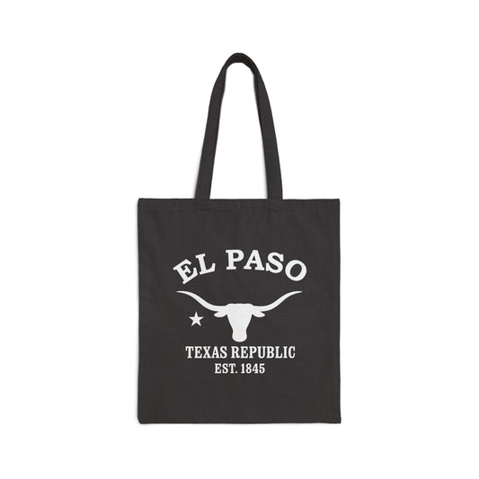 El Paso Texas Vintage Retro Cotton Canvas Tote Bag - White Logo