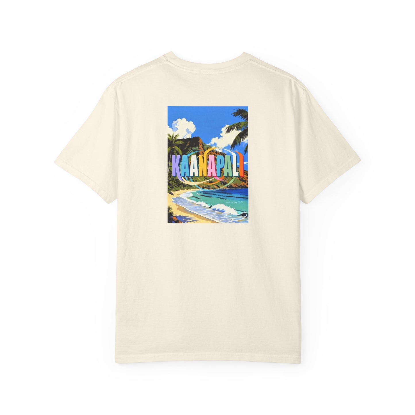 Kaanapali Hawaii Vintage Retro Back Printed Art Series Cotton Tee - Black Logo