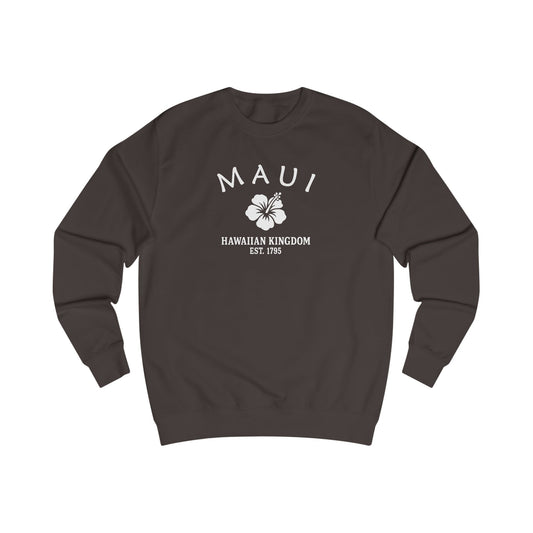 Maui Hawaii Vintage Retro Premium Crewneck Sweatshirt - White Logo - Bottle Green