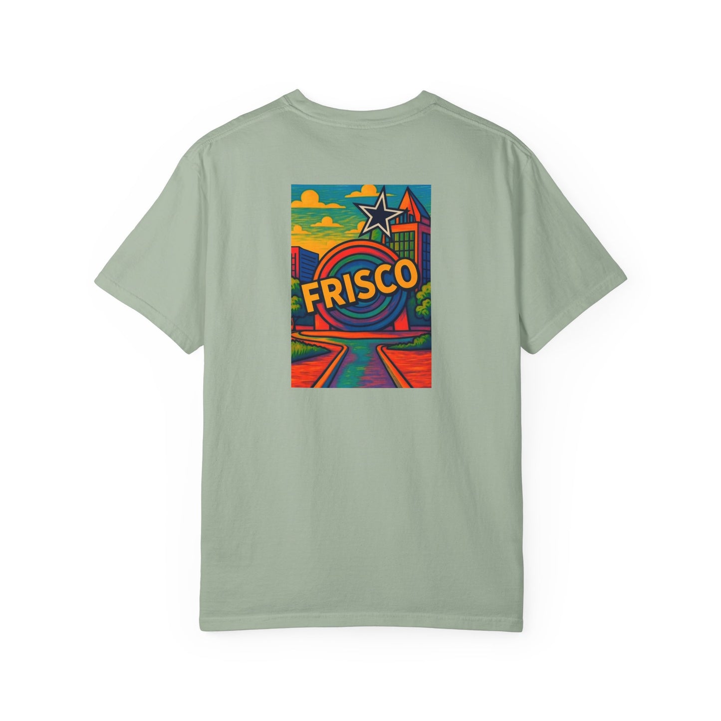 Frisco Texas Vintage Retro Back Printed Art Series Cotton Tee - Black Logo