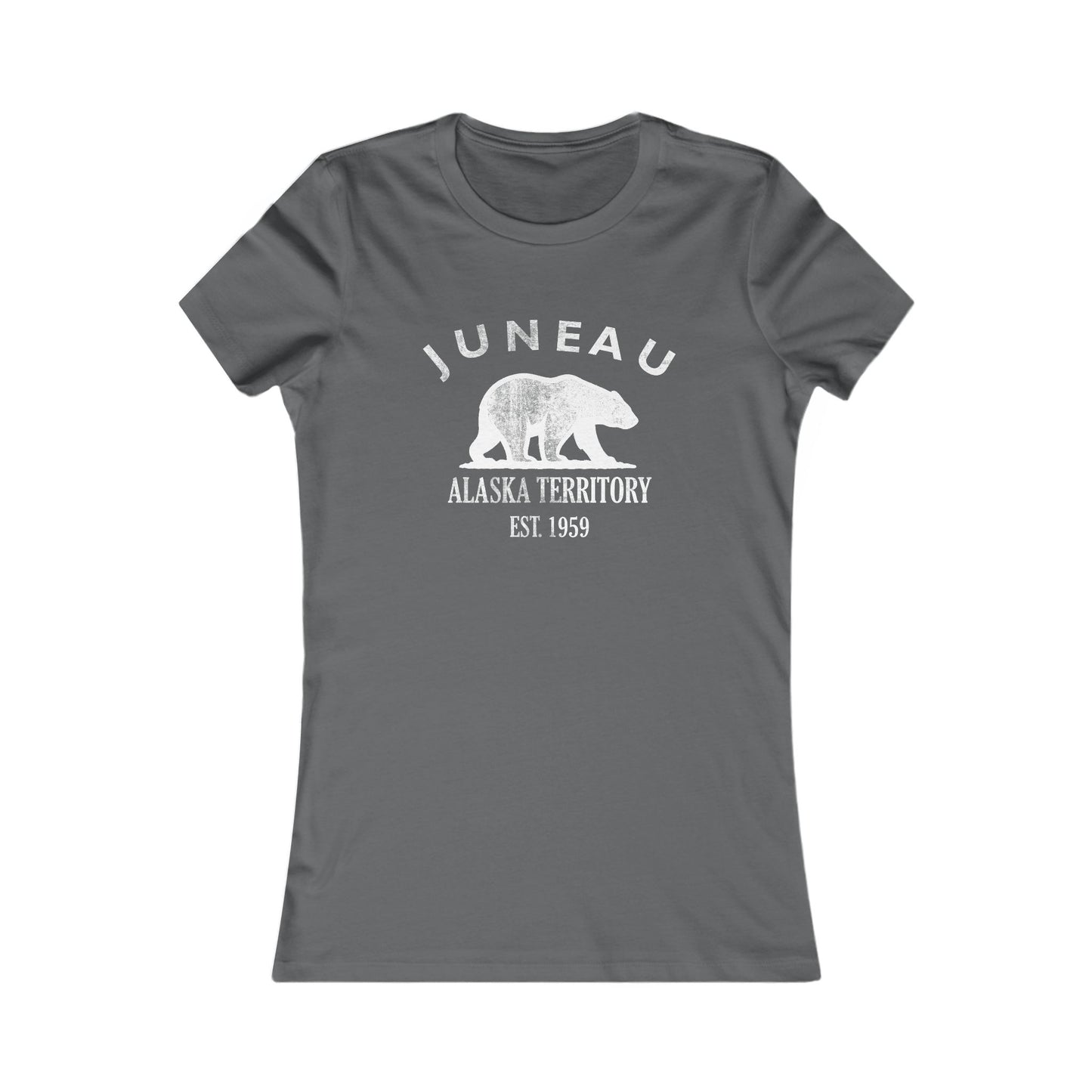 Juneau Alaska Vintage Retro Womens Fitted Ringspun Cotton Tee - White Logo