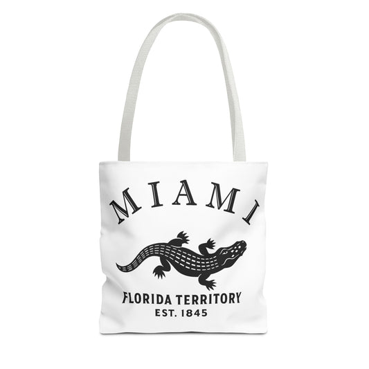 Miami Florida Vintage Retro Light Canvas Tote - Black Logo