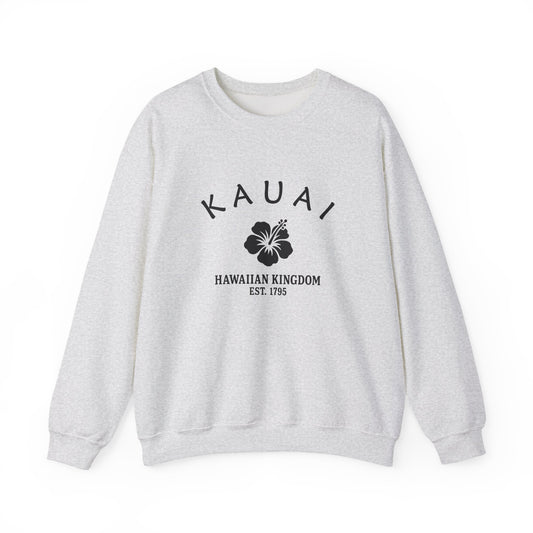 Kauai Hawaii Vintage Retro Unisex Heavy Crewneck Sweatshirt - Black Logo