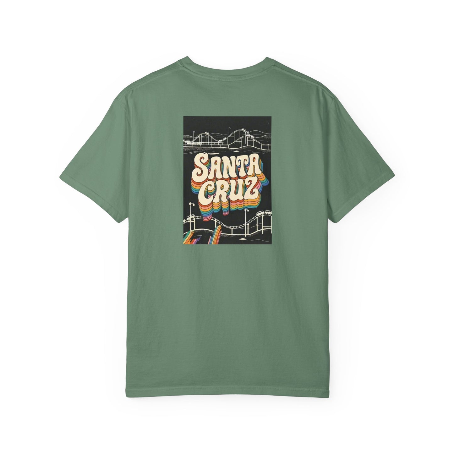 Santa Cruz California Vintage Retro Back Printed Art Series Cotton Tee - Black Logo