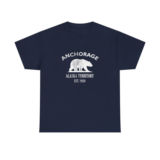 Anchorage Alaska Vintage Retro Unisex Heavy Cotton Tee - White Logo