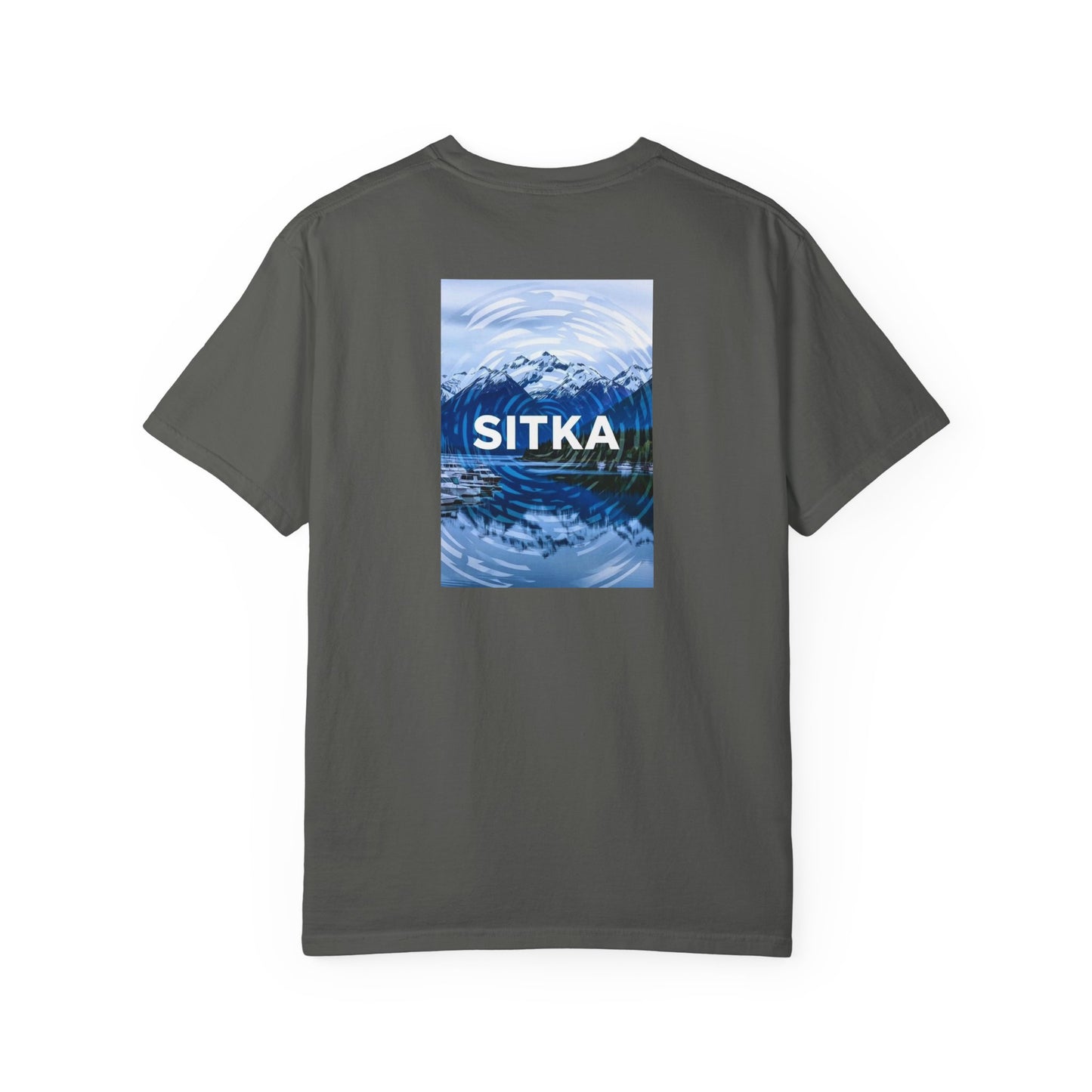 Sitka Alaska Vintage Retro Back Printed Art Series Cotton Tee - Black Logo