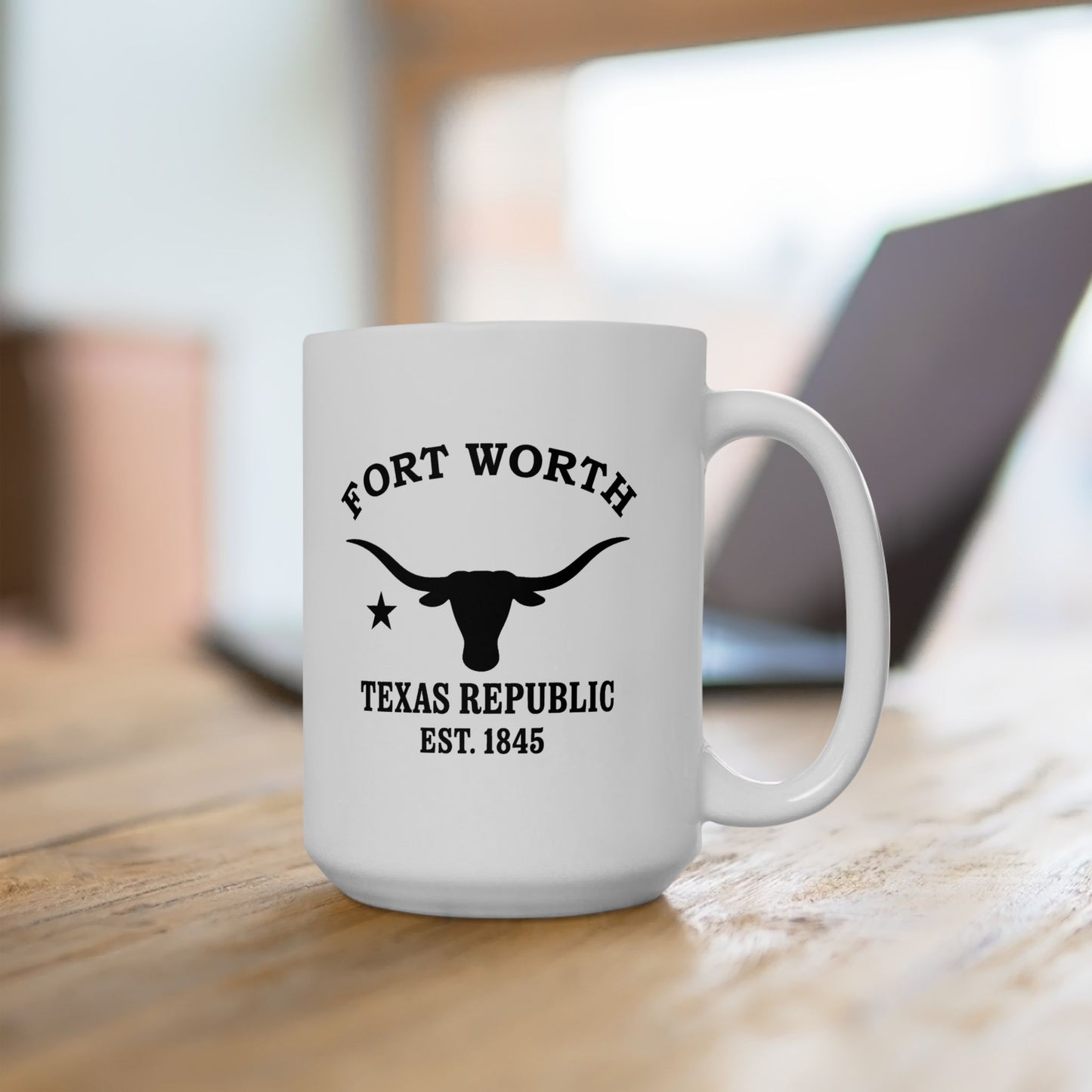 Fort Worth Texas Vintage Retro Ceramic Mug - Black Logo