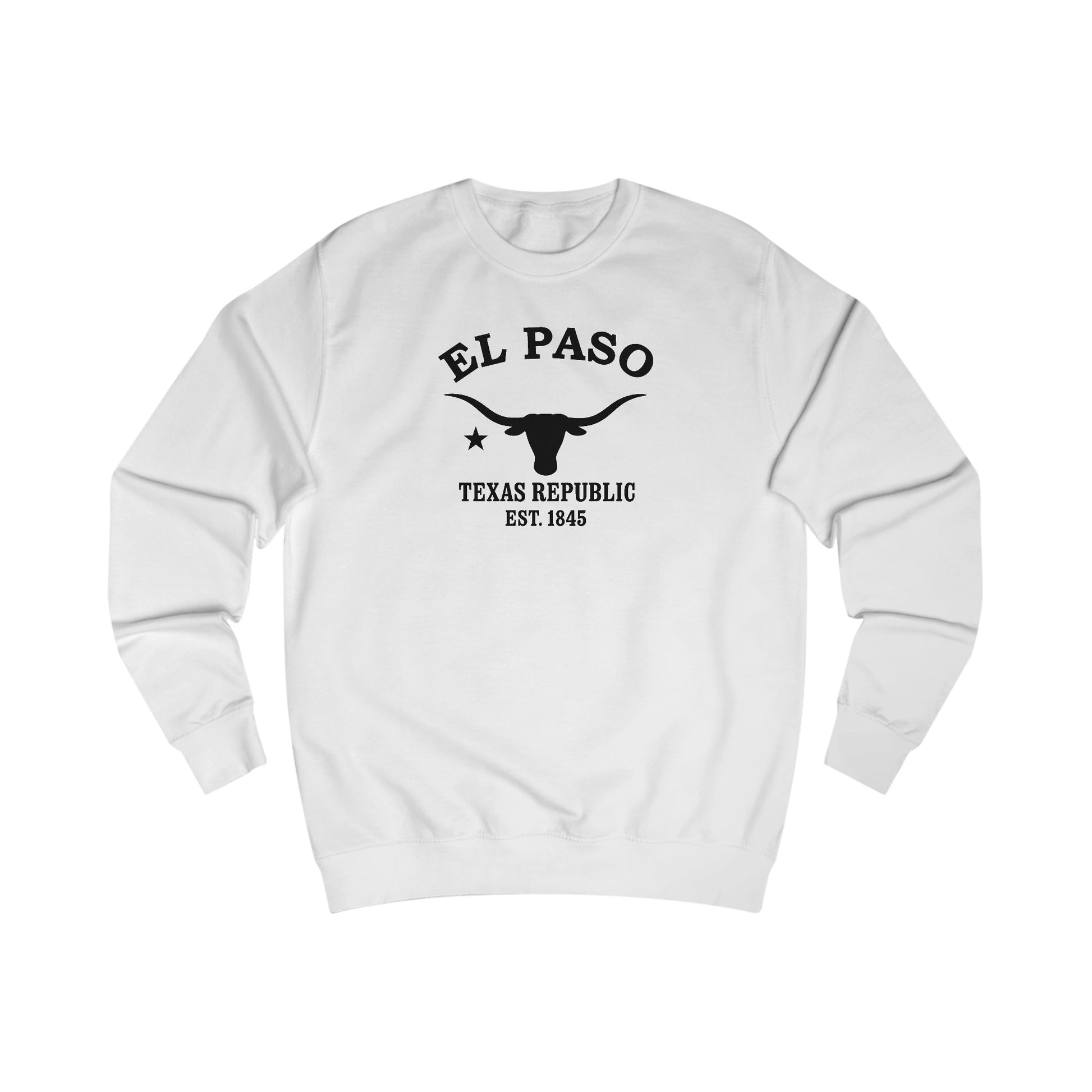 El Paso Texas Vintage Retro Premium Crewneck Sweatshirt - Black Logo - Arctic White