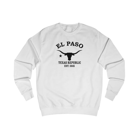 El Paso Texas Vintage Retro Premium Crewneck Sweatshirt - Black Logo - Arctic White