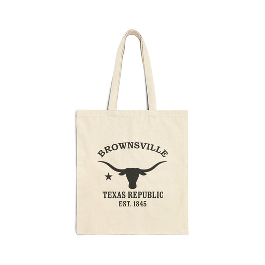 Brownsville Texas Vintage Retro Cotton Canvas Tote Bag - Black Logo