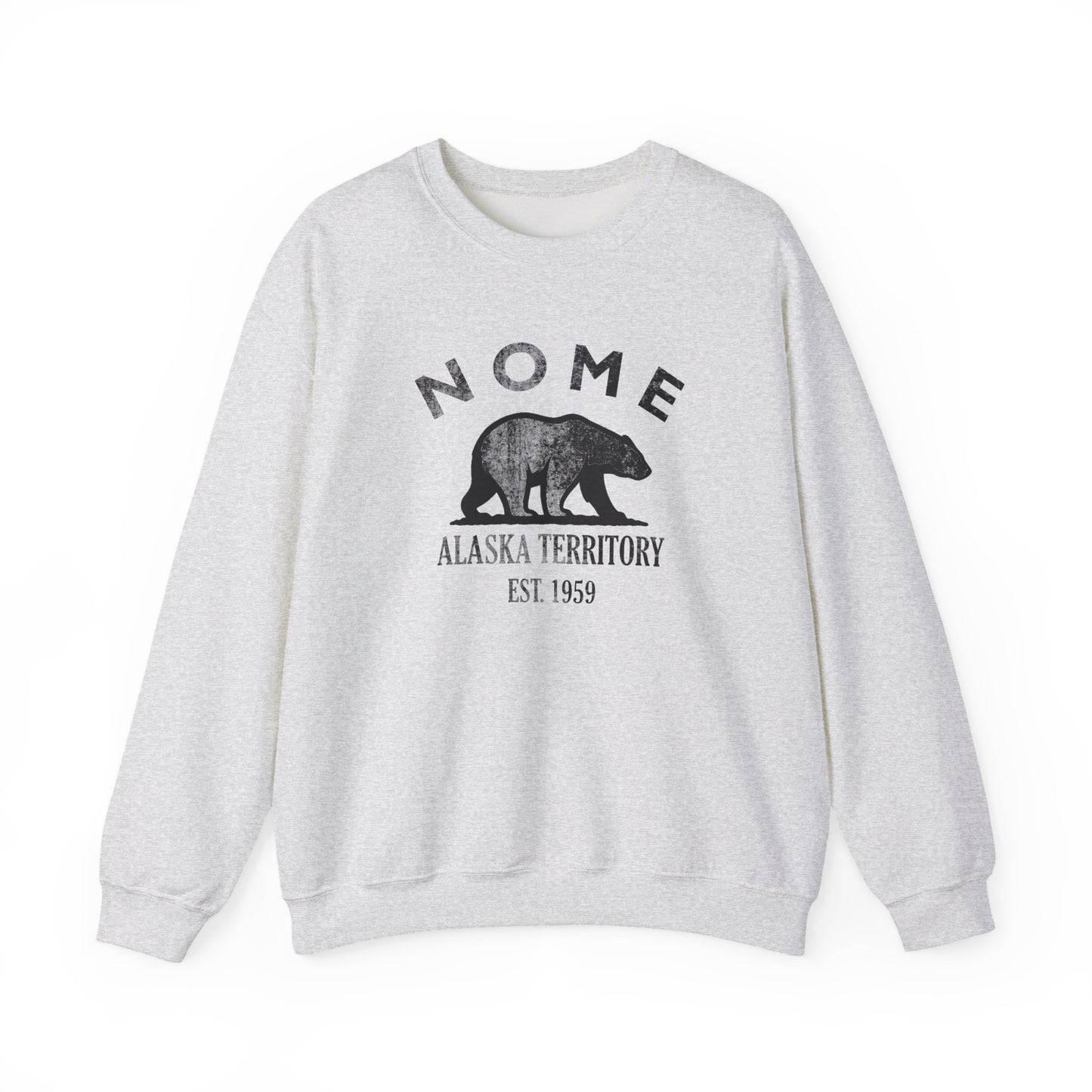 Nome Alaska Vintage Retro Unisex Heavy Crewneck Sweatshirt - Black Logo