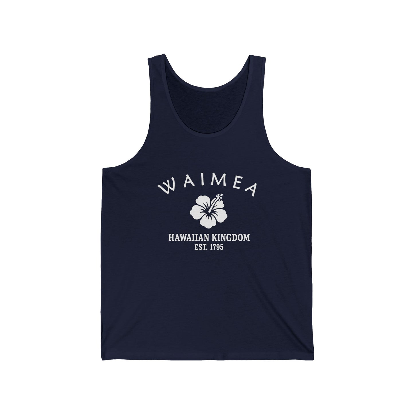 Waimea Hawaii Vintage Retro Unisex Cotton Jersey Tank Top - White Logo