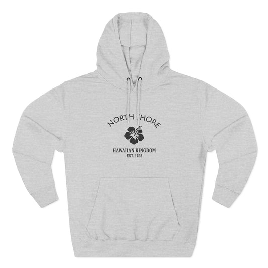 North Shore Hawaii Vintage Retro Unisex Heavy Cotton Hoodie - Black Logo