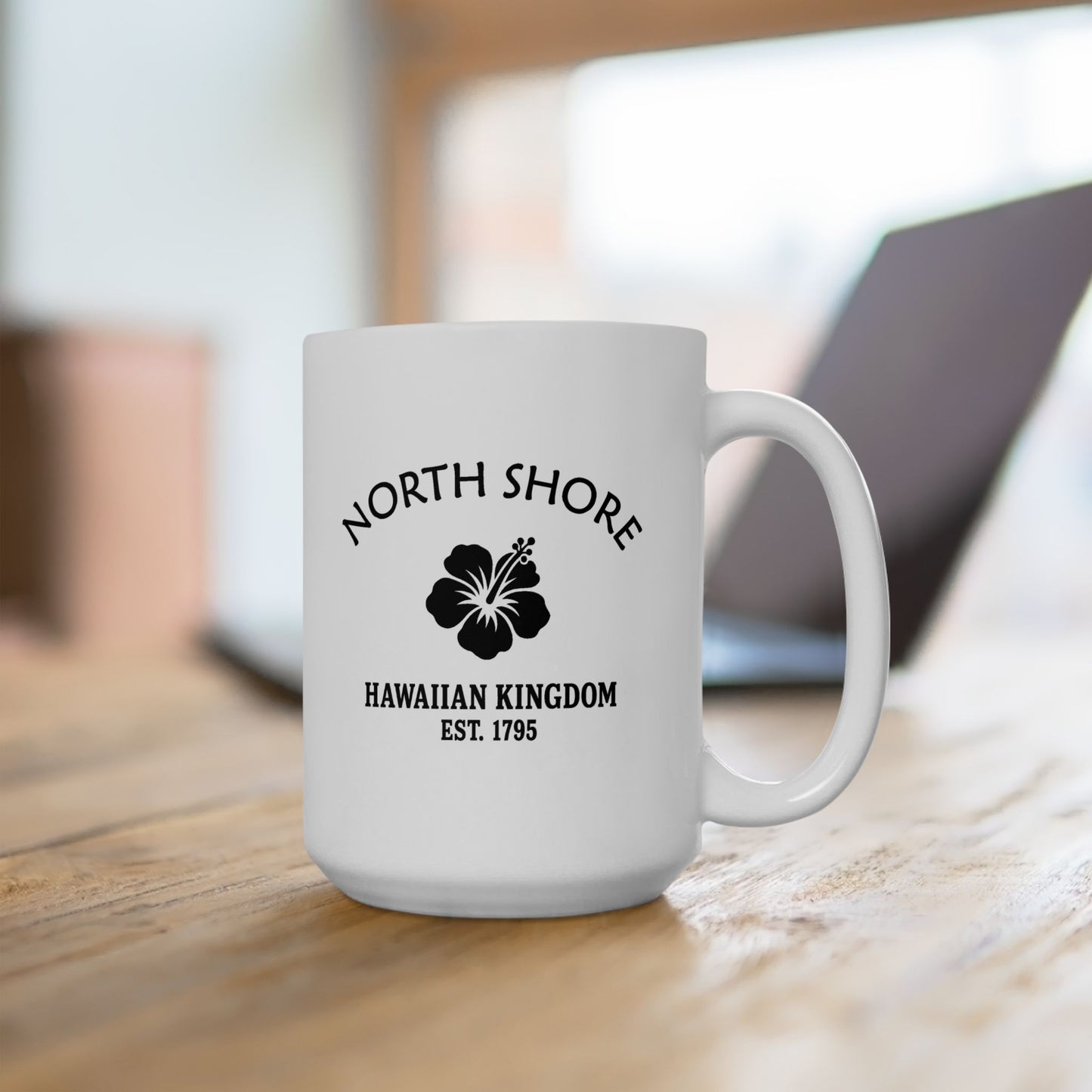 North Shore Hawaii Vintage Retro Ceramic Mug - Black Logo