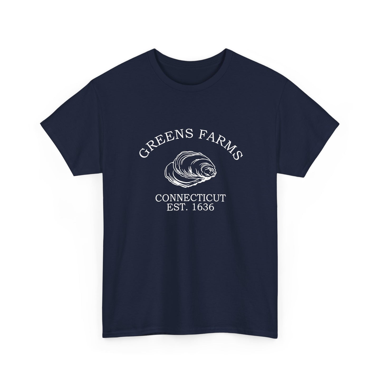 Greens Farms Connecticut Vintage Retro Unisex Heavy Cotton Tee - White Logo