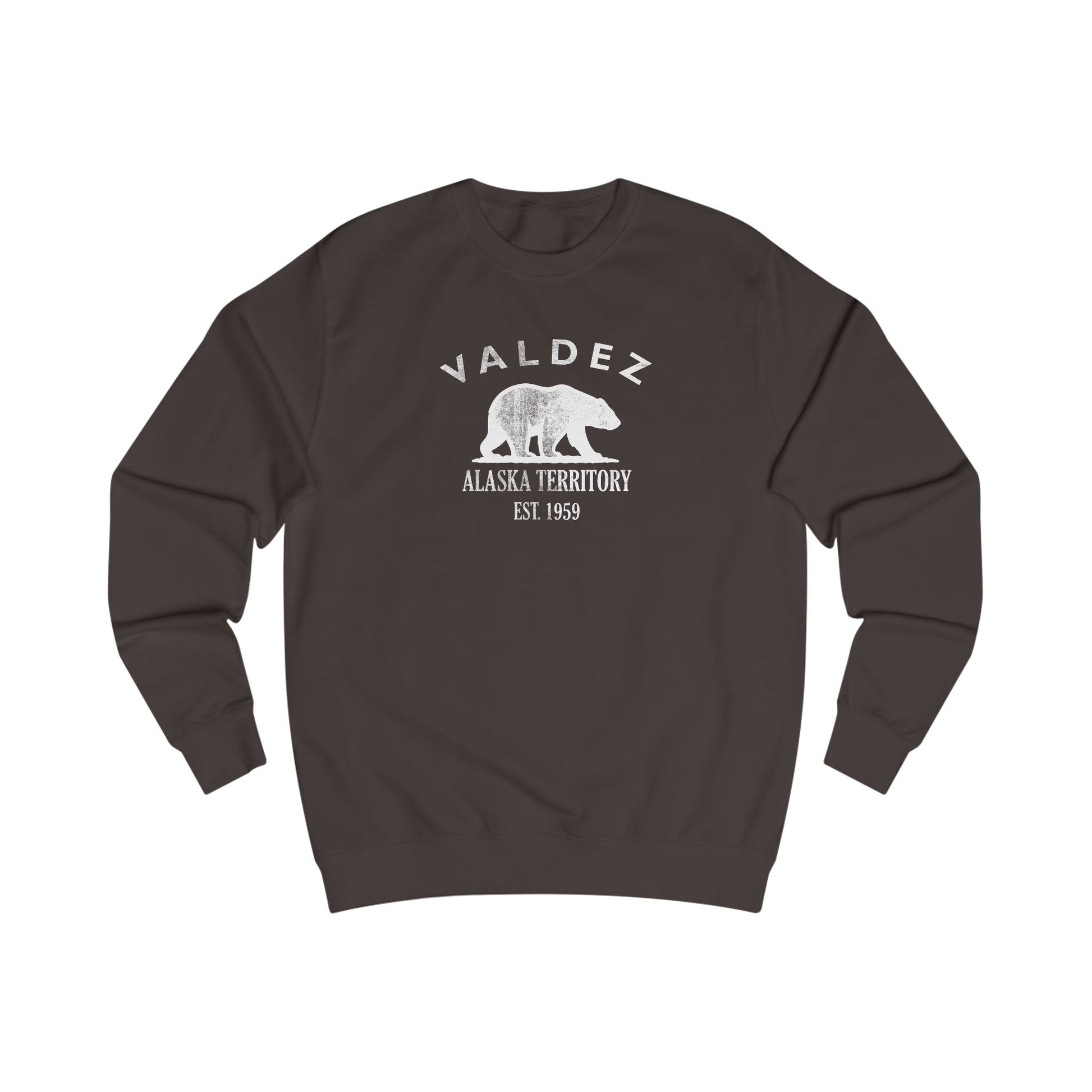 Valdez Alaska Vintage Retro Premium Crewneck Sweatshirt - White Logo - Bottle Green