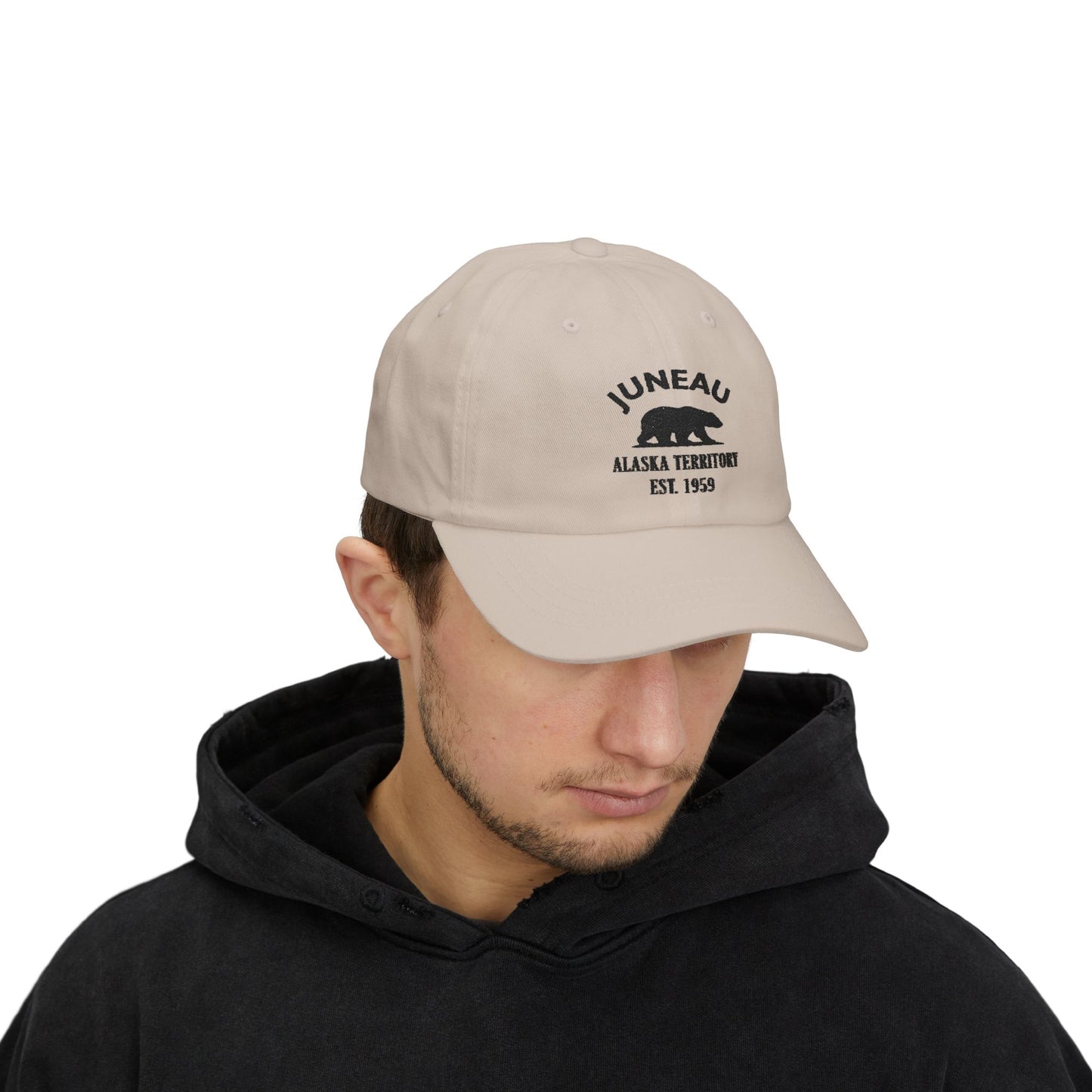 Juneau Alaska Classic Embroidered Vintage Retro Cotton Cap - Black Logo