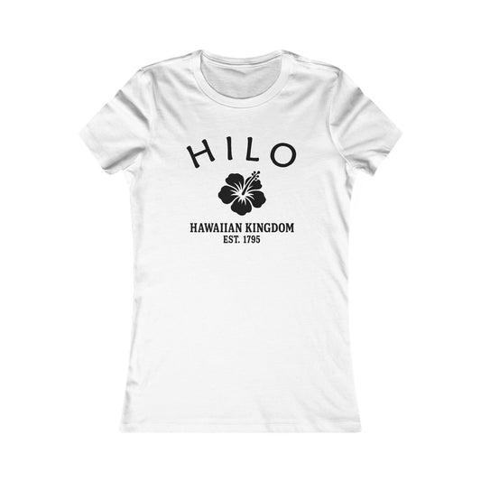 Hilo Hawaii Ringspun Cotten Fitted Vintage Retro Womens Tee - Black Logo