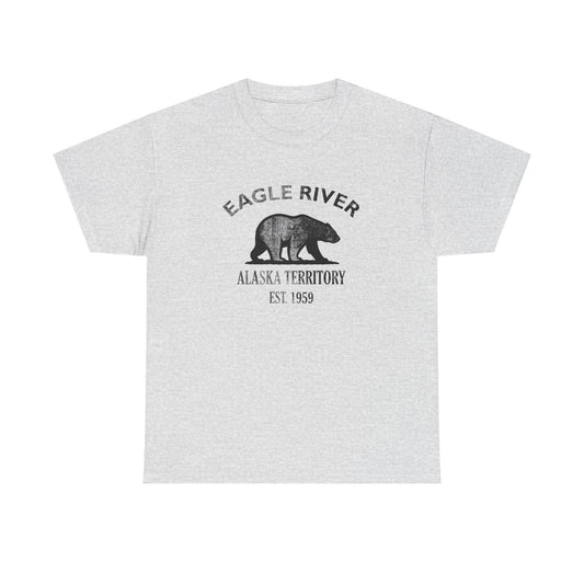 Eagle River Alaska Vintage Retro Unisex Heavy Cotton Tee - Black Logo