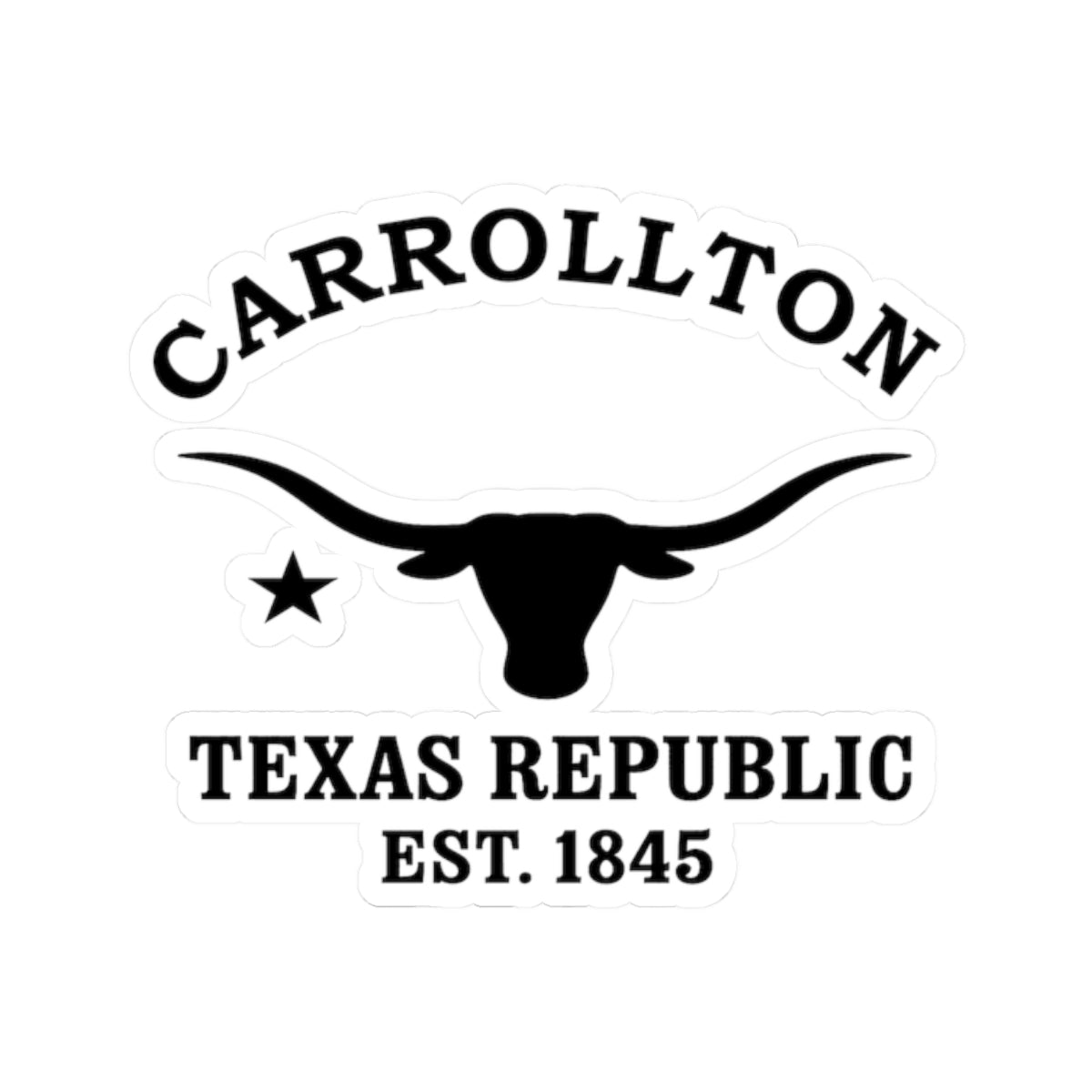 Carrollton Texas Vintage Retro Vinyl Sticker - Black Logo