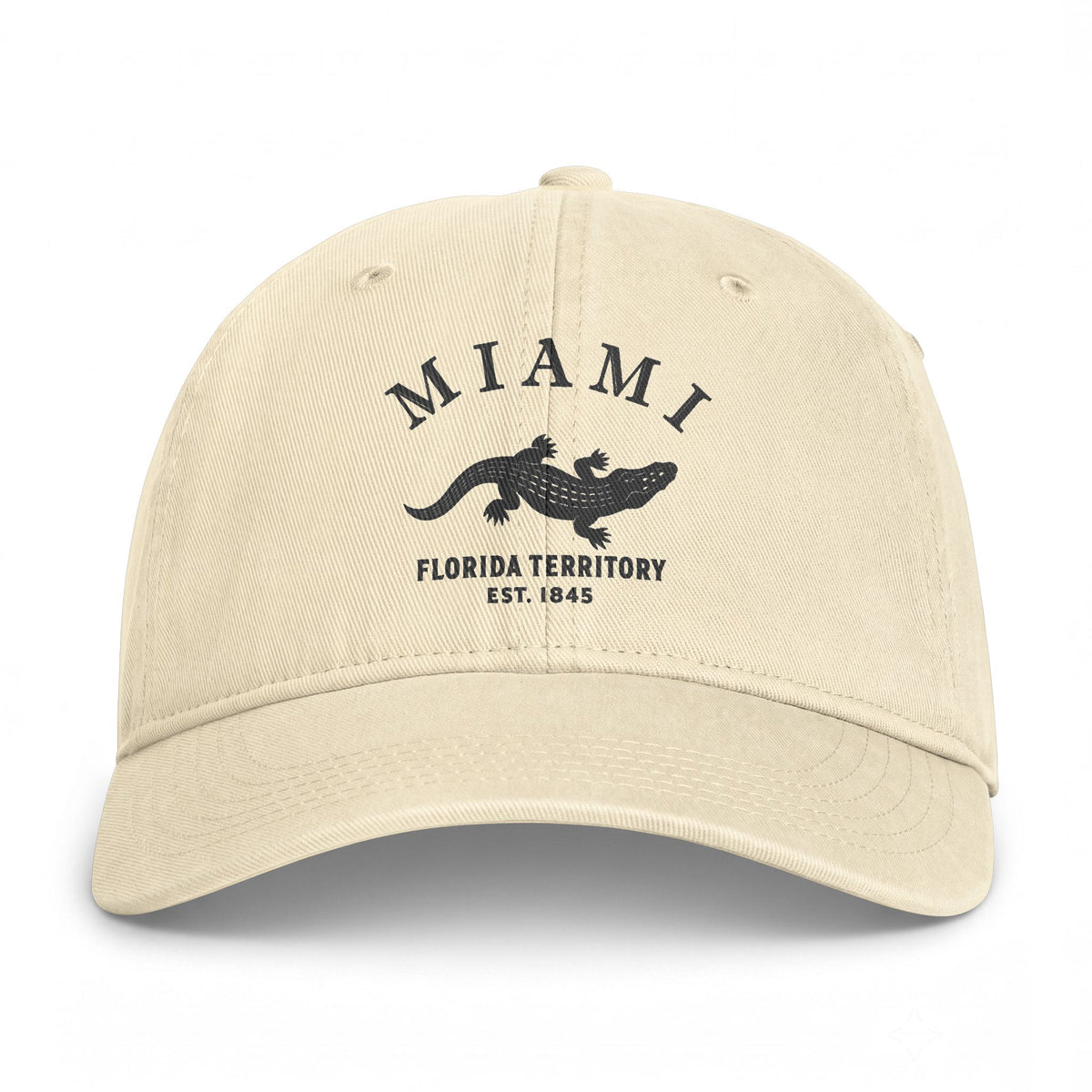 Miami Florida Distressed Cotton Cap - Charcoal Print Logo